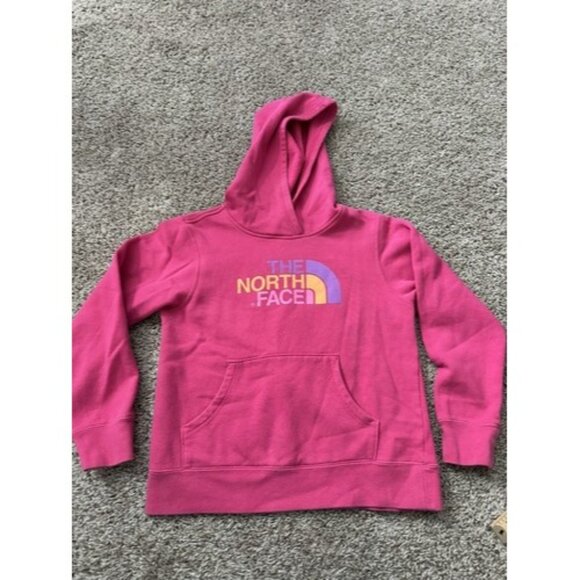The North Face Youth Girl Pink Hoodie Long Sleeve Size Large Pull Over Pockets - Picture 1 of 13